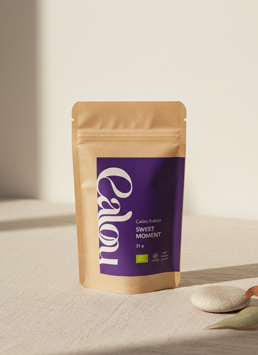 Calou Sweet Moment, Beige Kakao Verpackung mit Lila Label